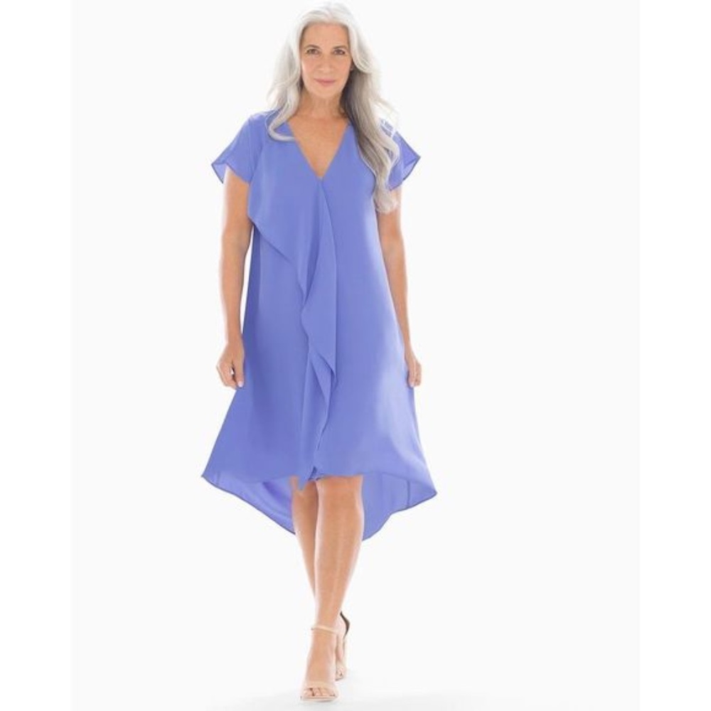 Soma Ruffle V-Neck Periwinkle Short Dress
